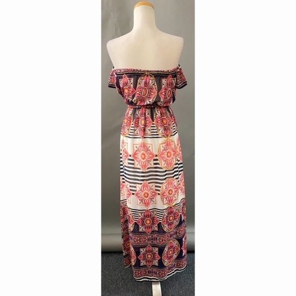 STRAPLESS Flowy Print Dress - Picture 3 of 4